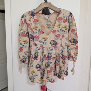 Lucky Brand Top With Tassels On 3/4 Sleeves